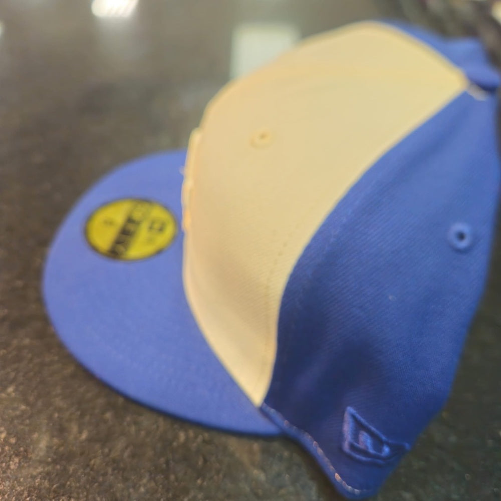 SZ 8 Los Angeles Dodgers New Era Tonal 2 Tone Blue/ Cream 59fifty Fitted Hat