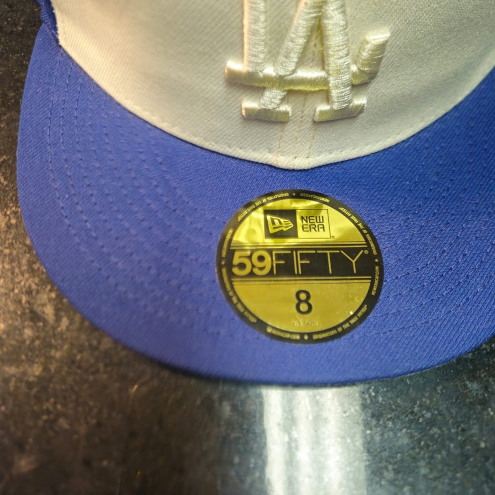SZ 8 Los Angeles Dodgers New Era Tonal 2 Tone Blue/ Cream 59fifty Fitted Hat