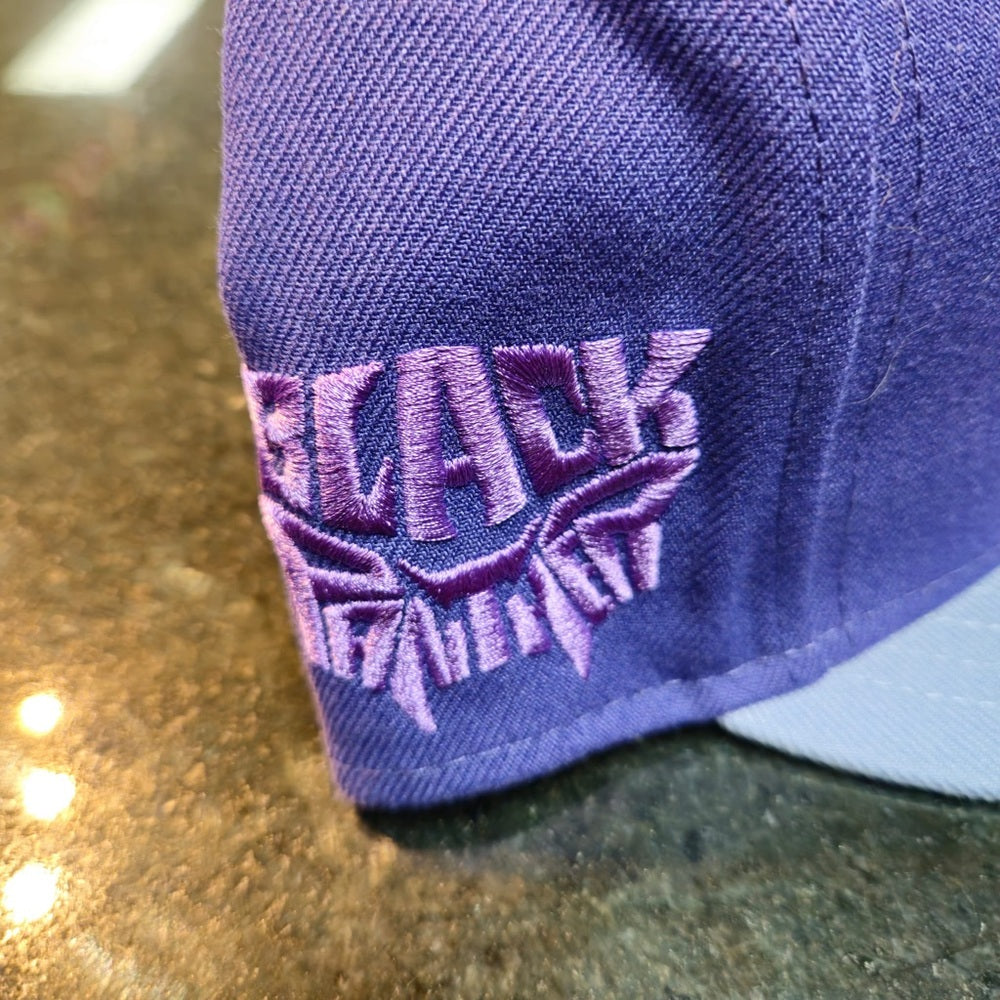 Sz 8 black panther fitted cap purple