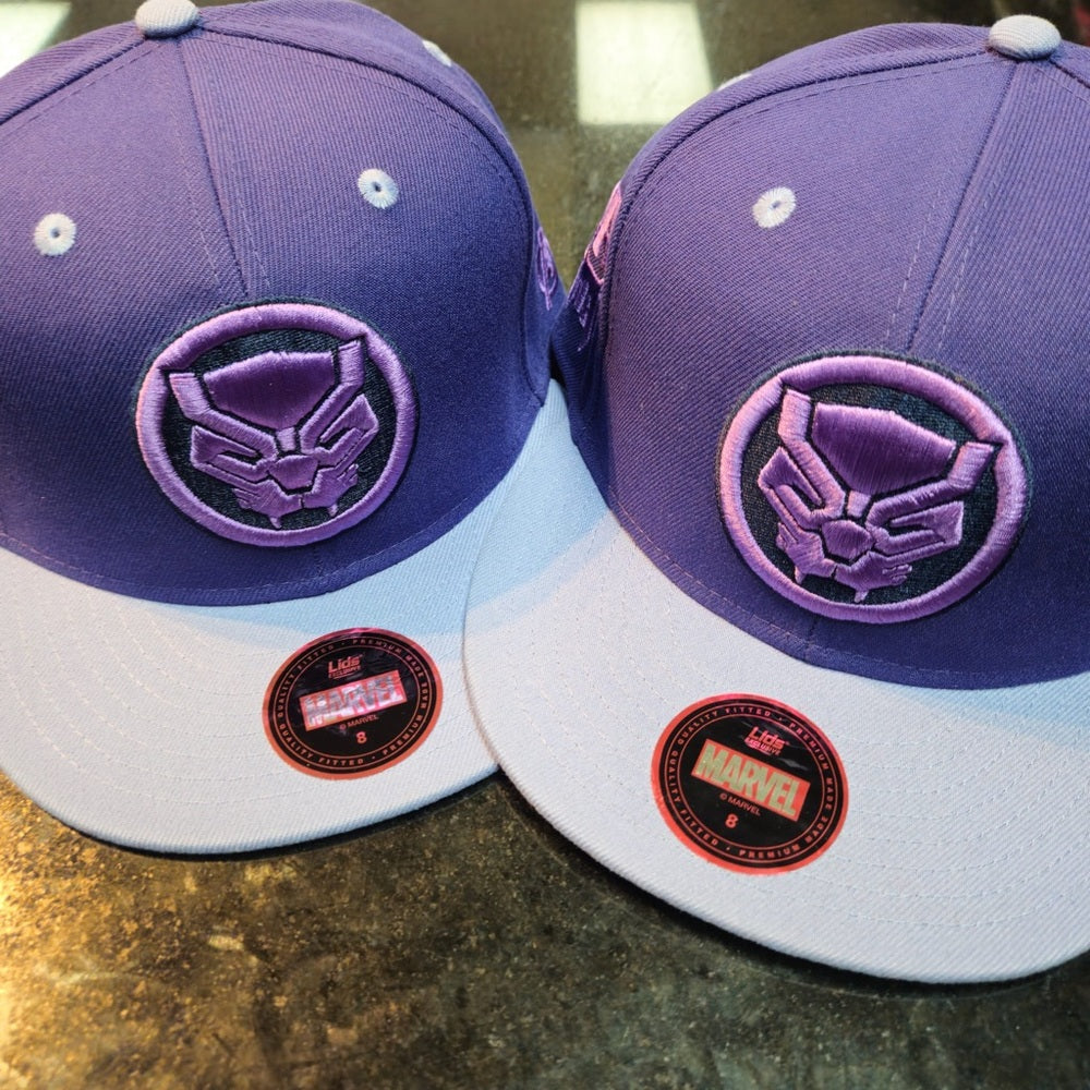 Sz 8 black panther fitted cap purple