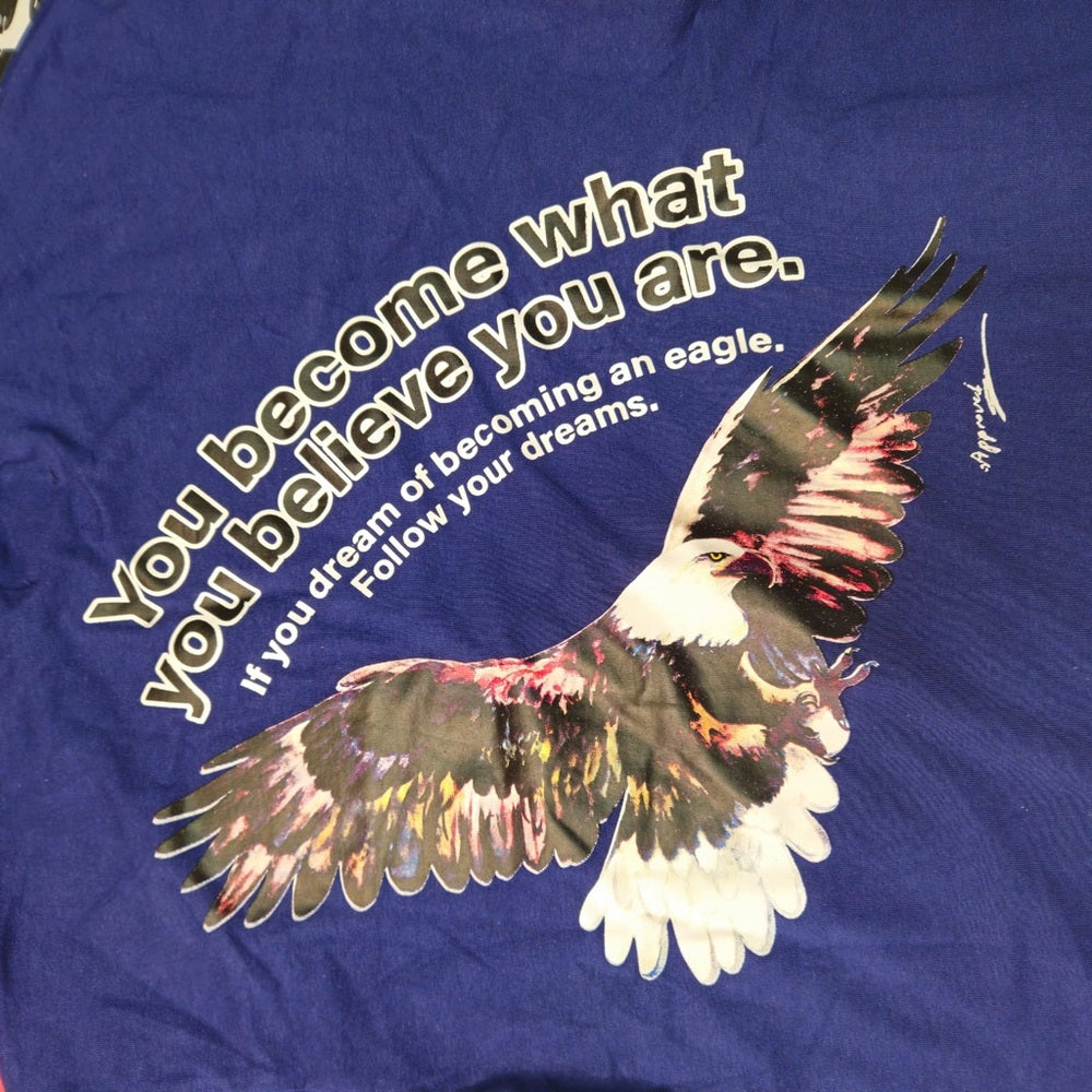 Human vs Eagle graphic tee blue