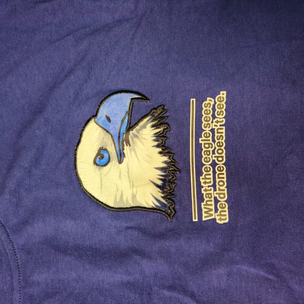 Human vs Eagle graphic tee blue