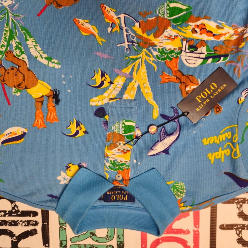 Polo Ralph Lauren Bear Cotton Mesh Short Sleeve Polo Shirt sz. Small