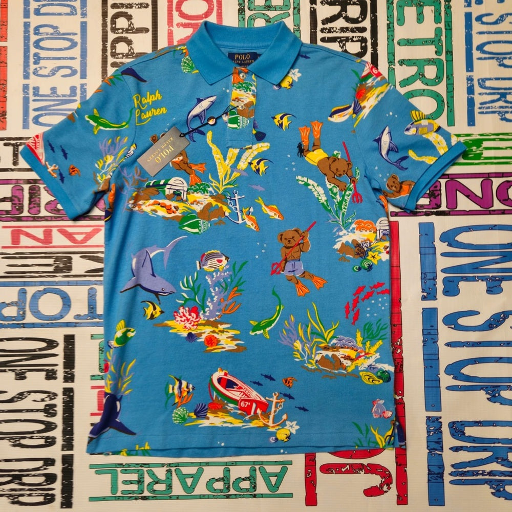 Polo Ralph Lauren Bear Cotton Mesh Short Sleeve Polo Shirt sz. Small