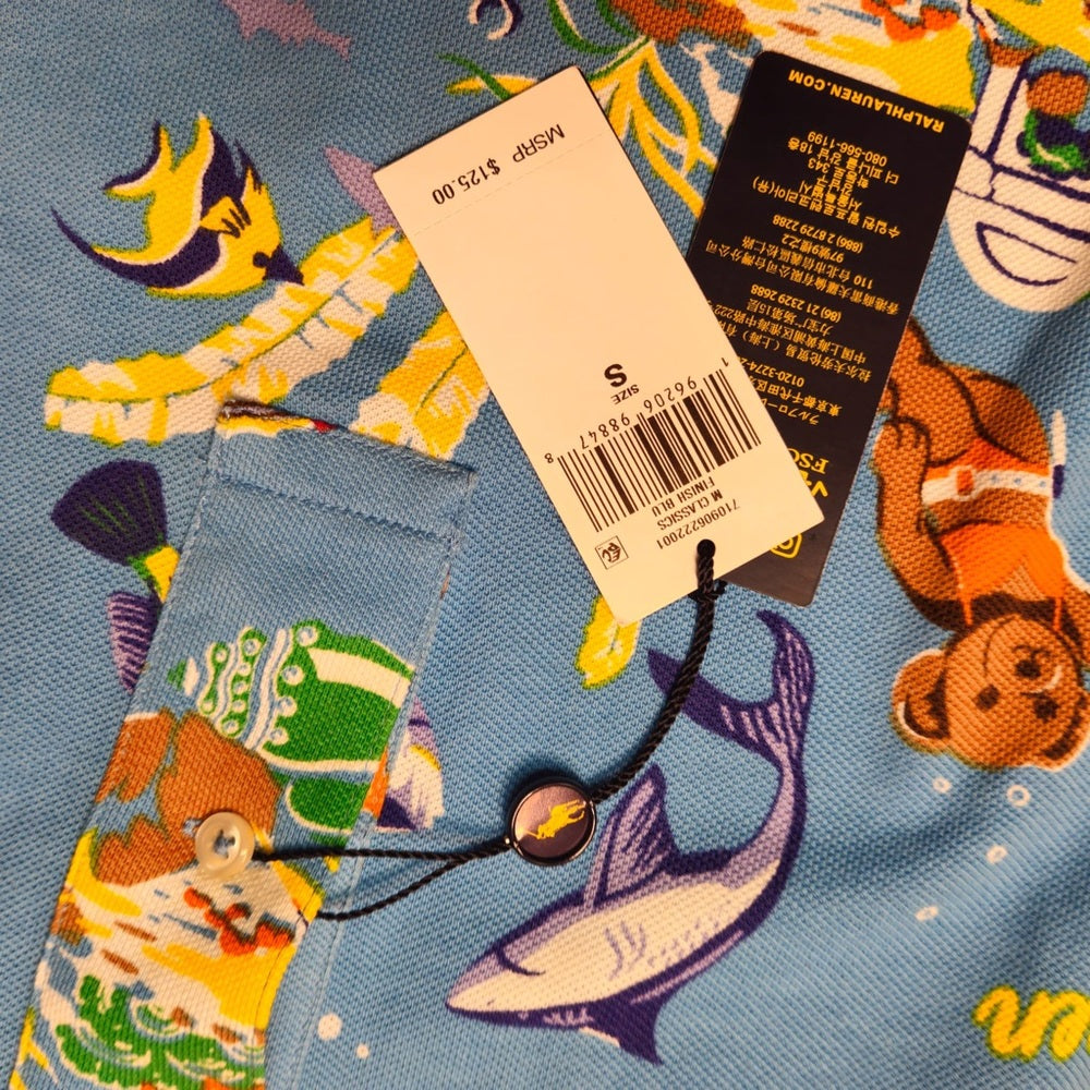 Polo Ralph Lauren Bear Cotton Mesh Short Sleeve Polo Shirt sz. Small