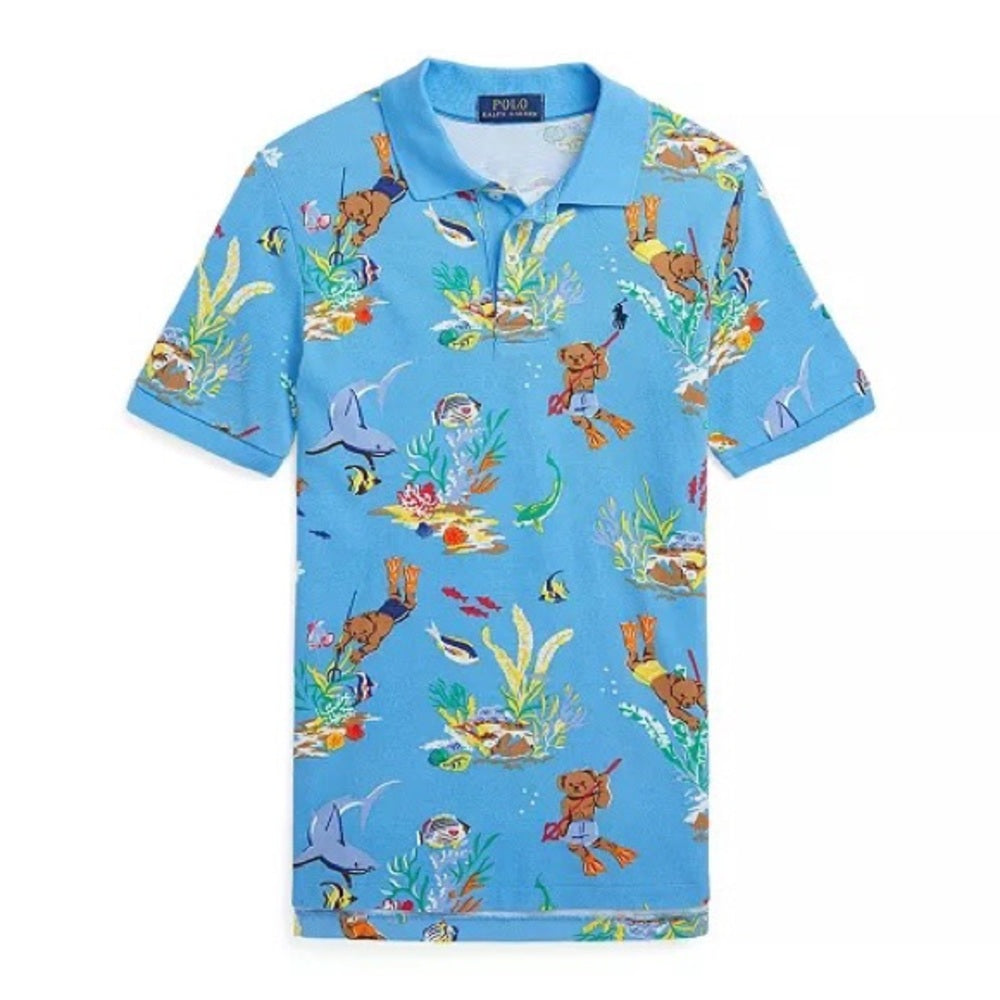 Polo Ralph Lauren Bear Cotton Mesh Short Sleeve Polo Shirt sz. Small