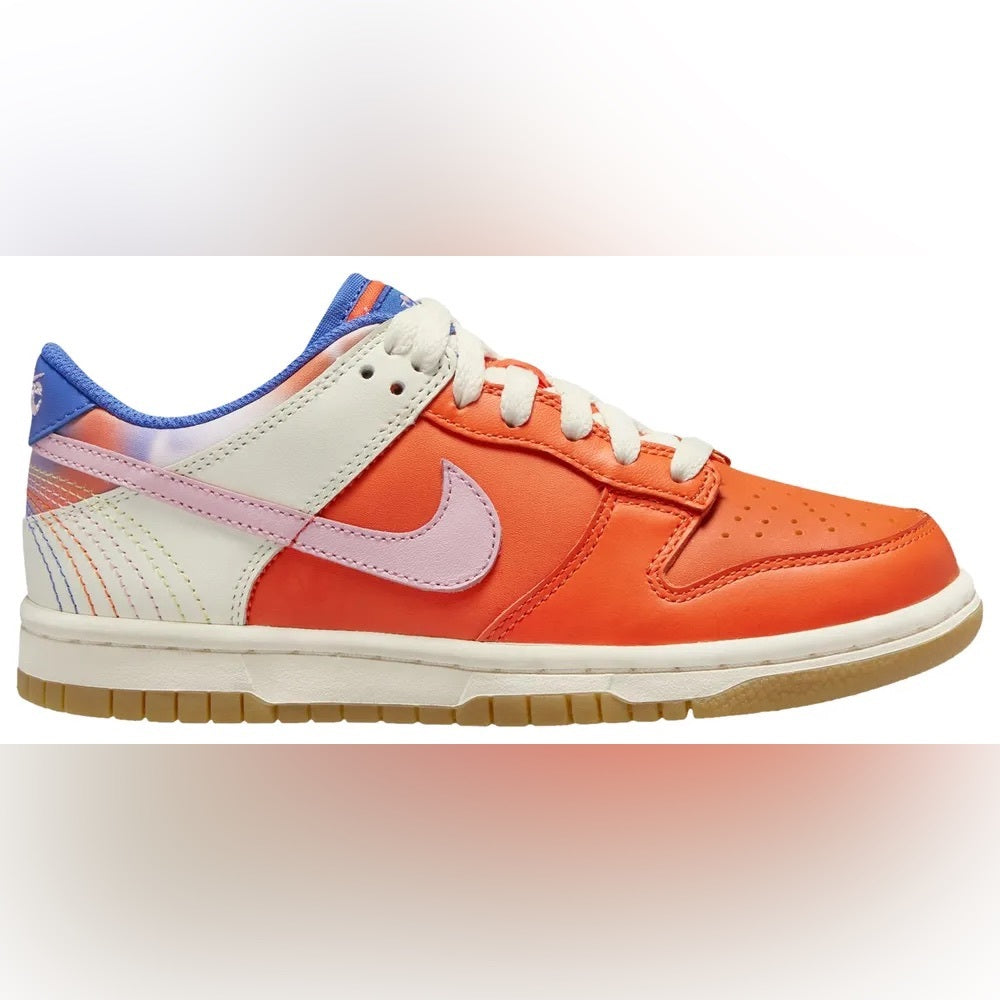 NIKE BIG KIDS DUNK LOW (SAFETY ORANGE / MED SOFT PINK-SAIL) sz 6.5 y