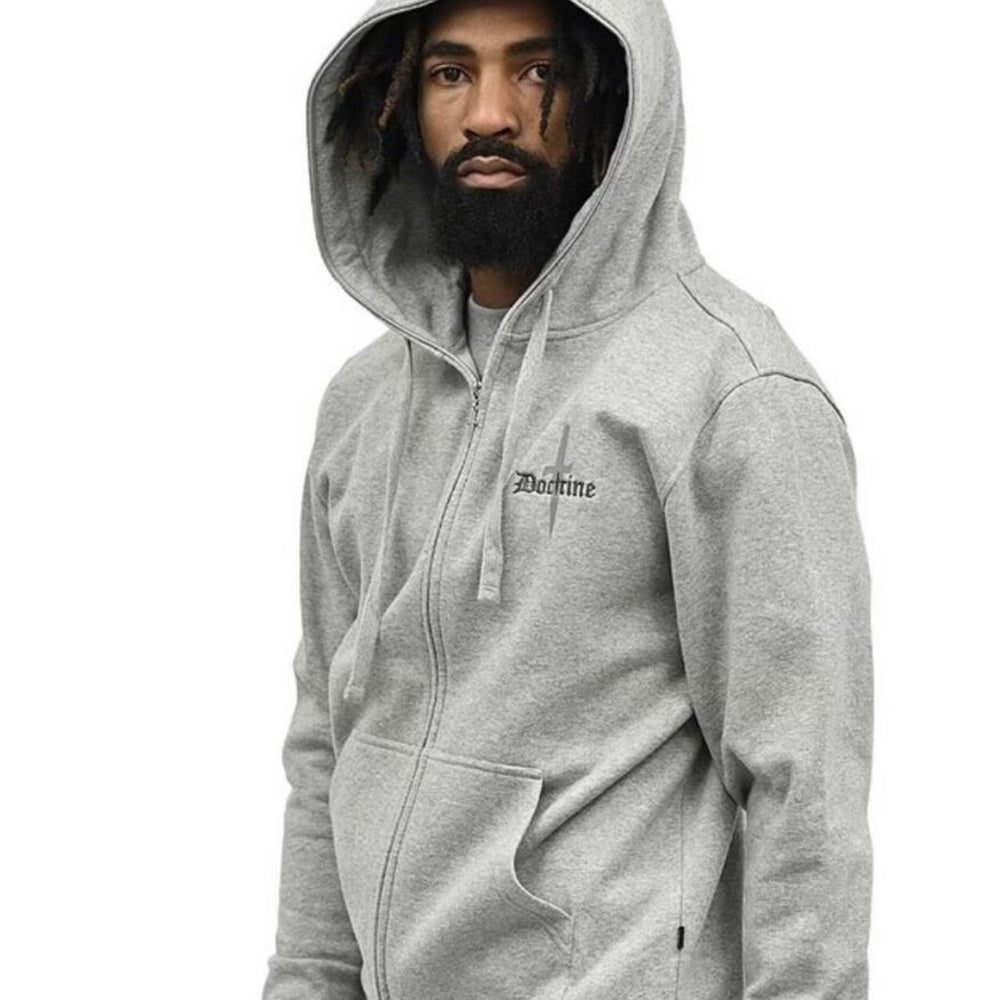 Doctrine logo hoodie Sz various gray superior quality