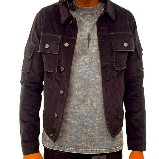 Black jean jacket collodion Sz various