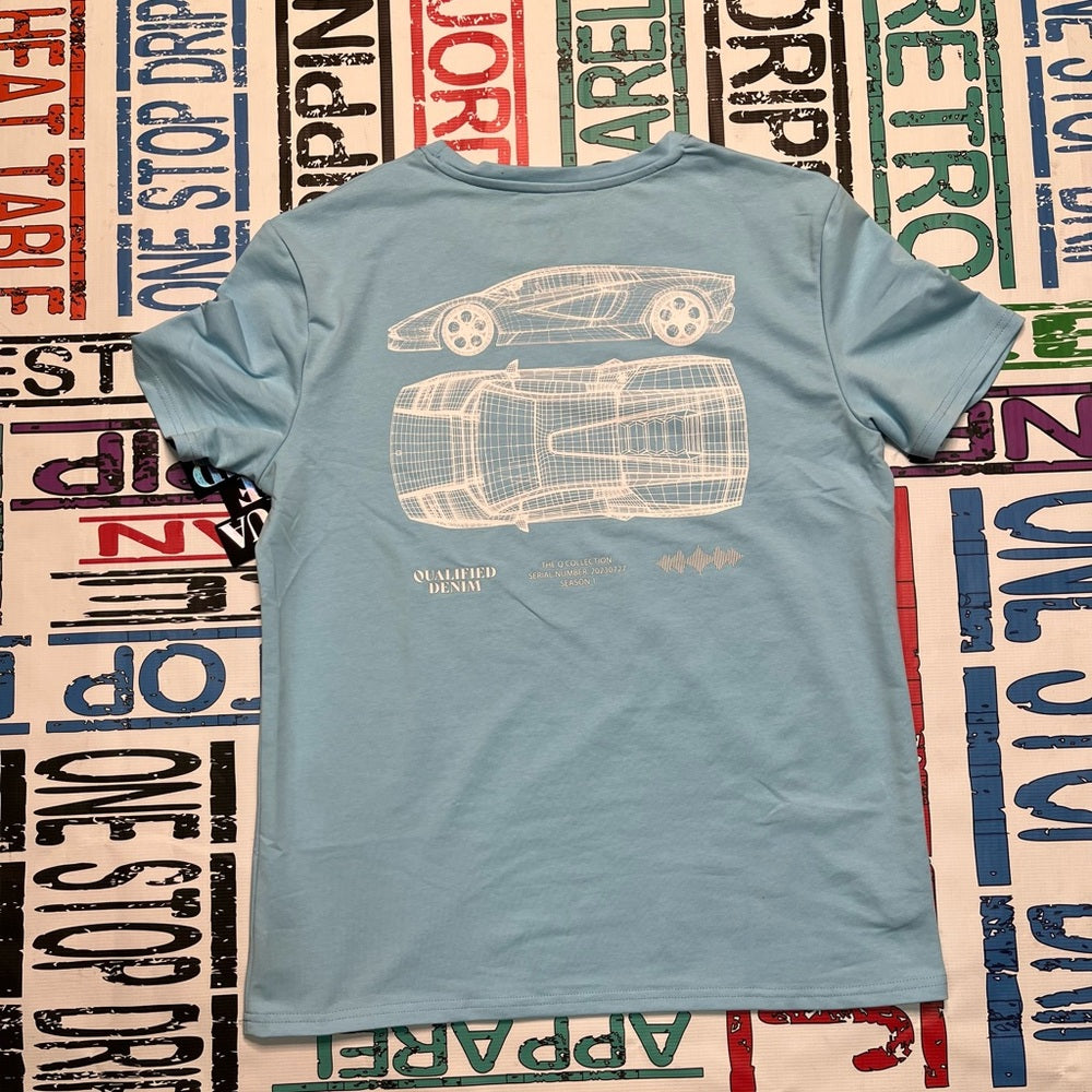 Qualified graphic Tee Sz various light blue