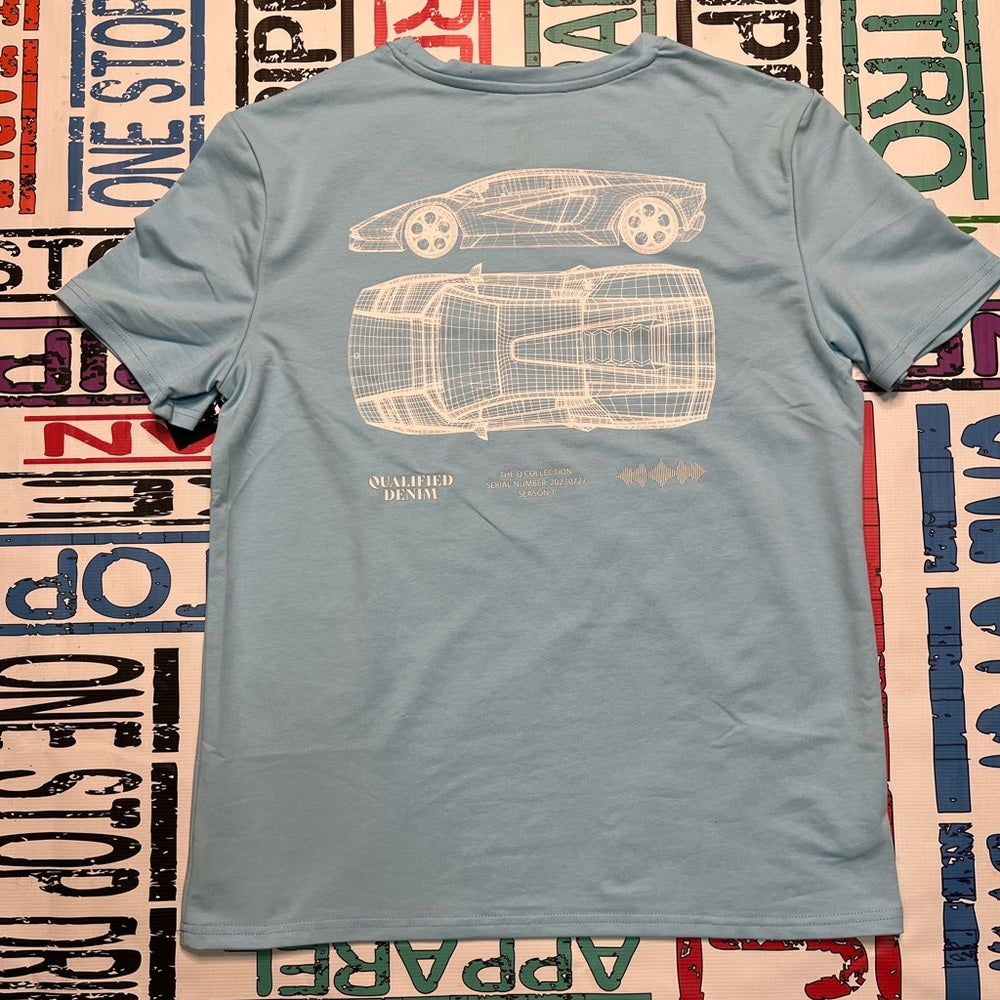 Qualified graphic Tee Sz various light blue