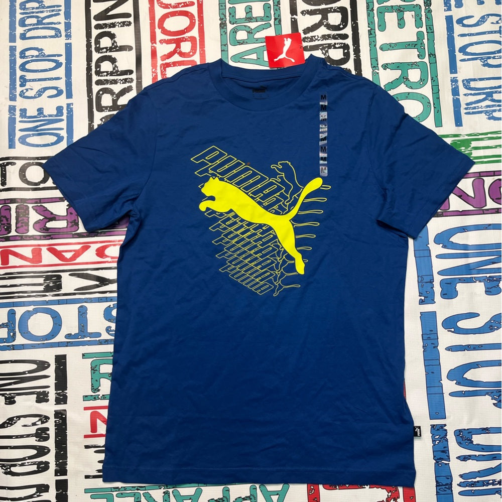 Blue puma logo tee sz medium