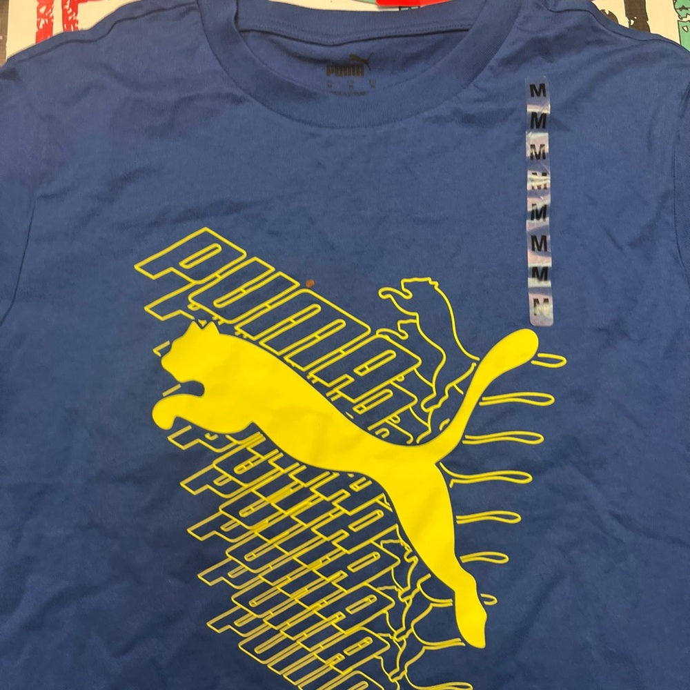 Blue puma logo tee sz medium