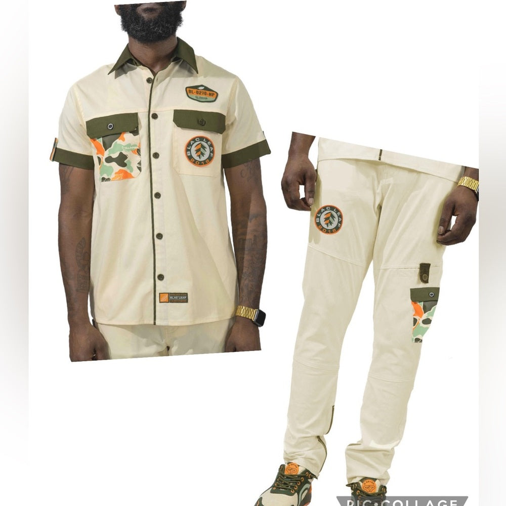 Blac Leaf 2 piece set polo button down muti colors