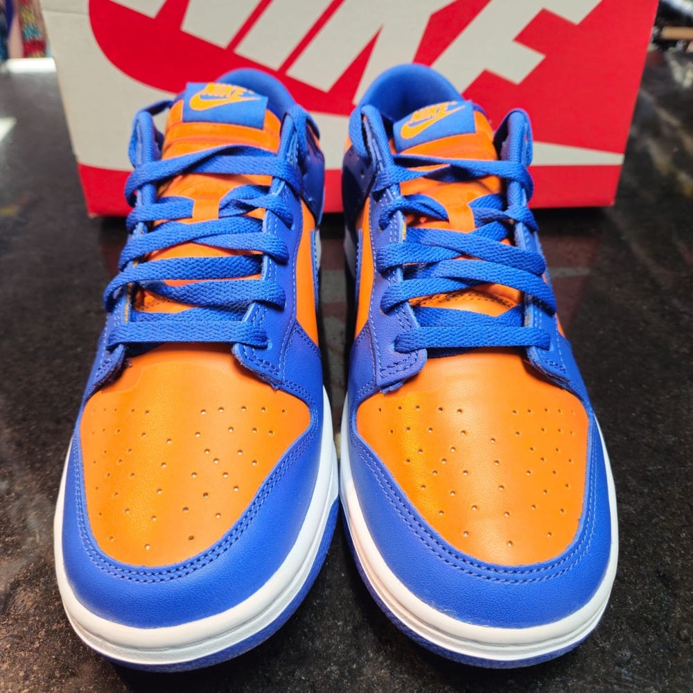 Sz 9.5 Nike Dunk Low Retro sneakers in blue and orange