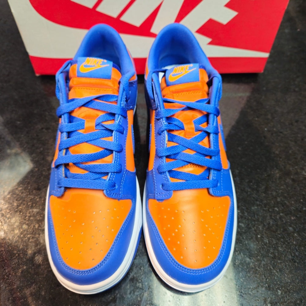 Sz 9.5 Nike Dunk Low Retro sneakers in blue and orange