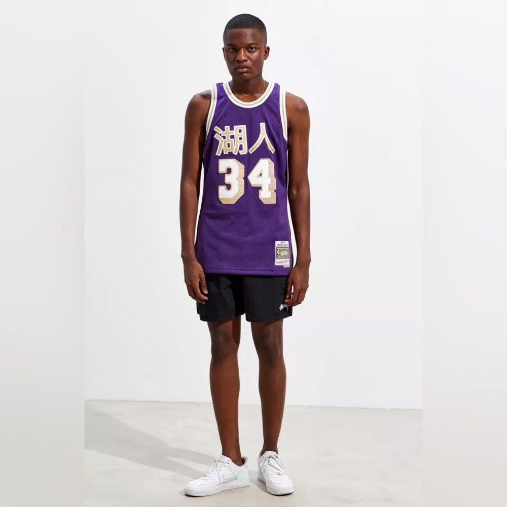 Sz 3xl Mens Mitchell & Ness NBA CNY Swingman Jersey Lakers 96 Shaquille O'Neal