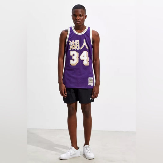 Sz 3xl Mens Mitchell & Ness NBA CNY Swingman Jersey Lakers 96 Shaquille O'Neal