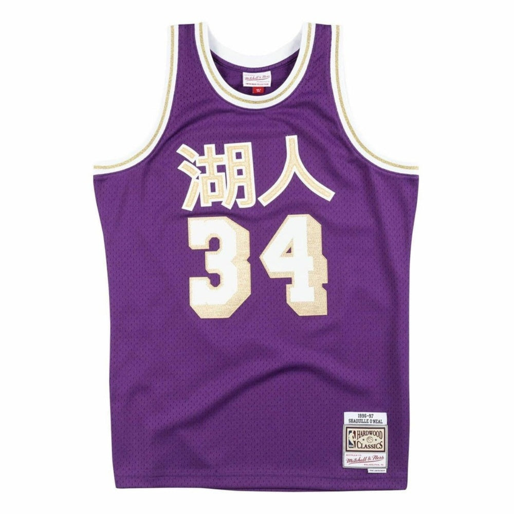 Sz 3xl Mens Mitchell & Ness NBA CNY Swingman Jersey Lakers 96 Shaquille O'Neal