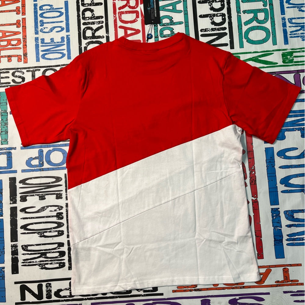 Red white design tee Sz Various