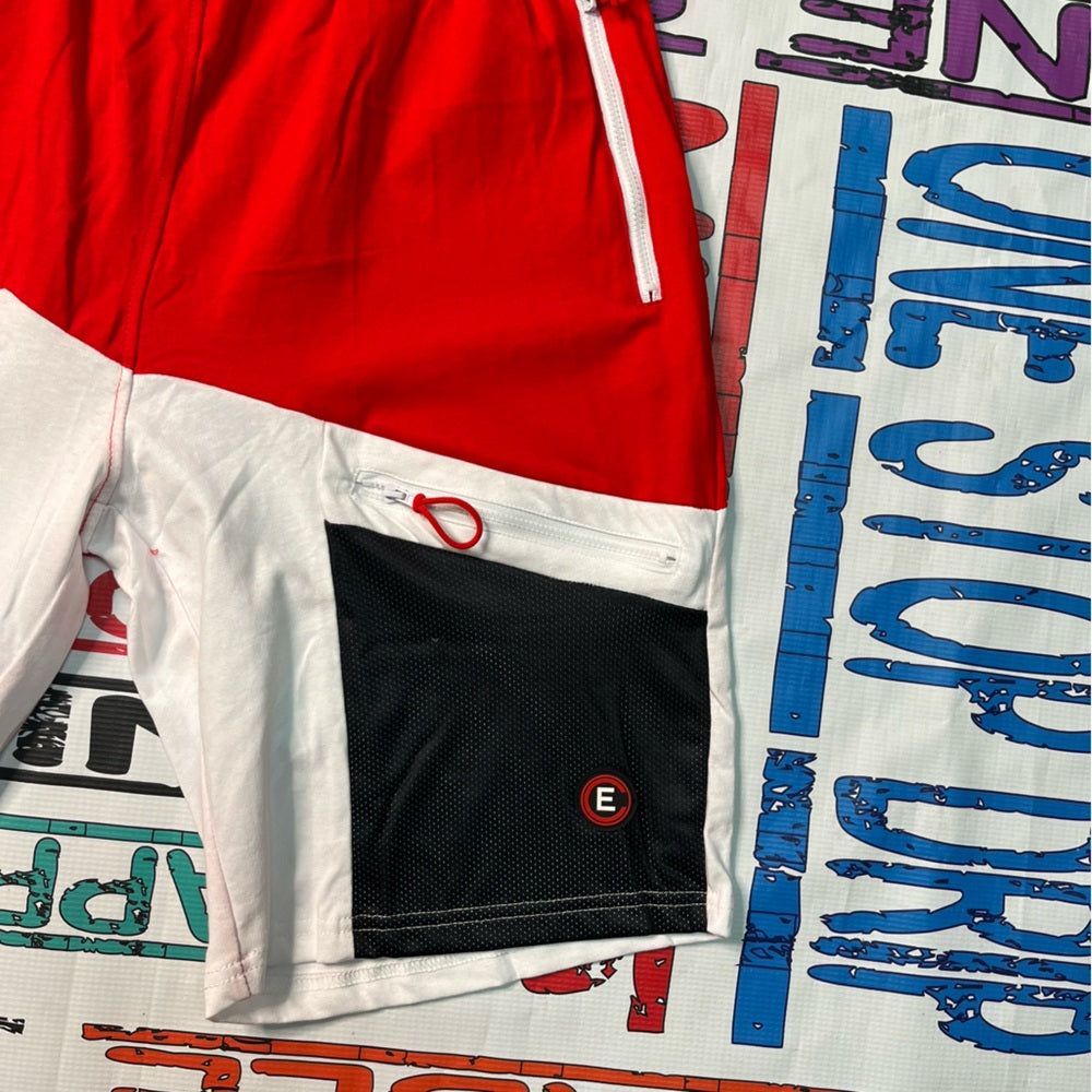 Red white design shorts Sz Various
