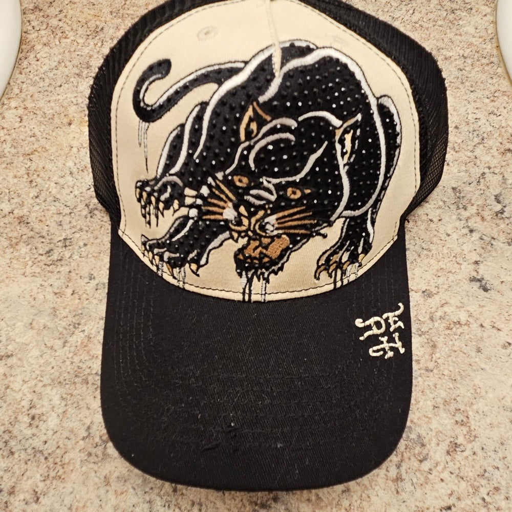 Men's Rhinestone Panther Trucker Hat