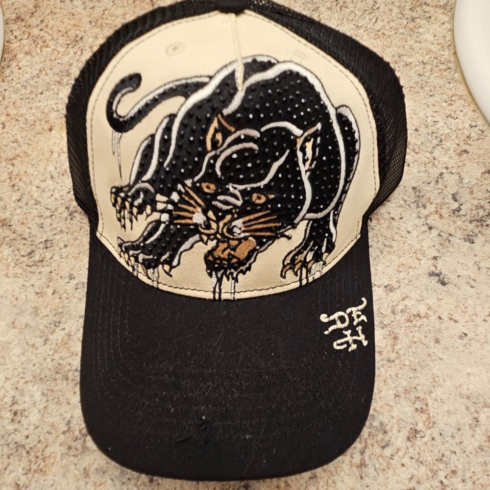 Men's Rhinestone Panther Trucker Hat