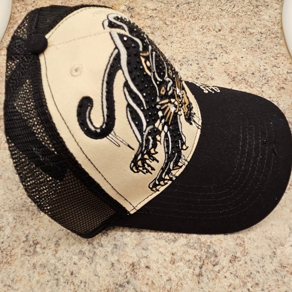Men's Rhinestone Panther Trucker Hat