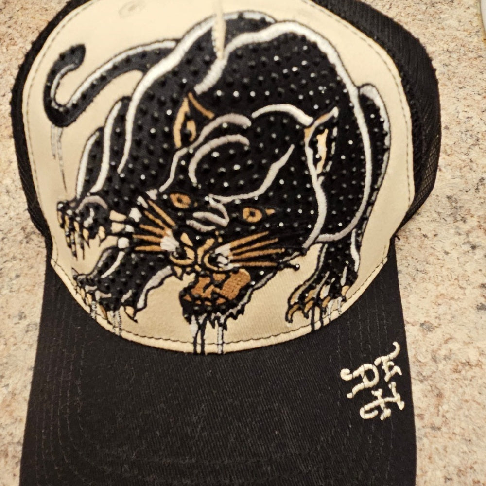 Men's Rhinestone Panther Trucker Hat