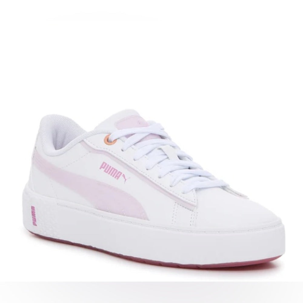 Puma lows white/ pink sz 8 womens