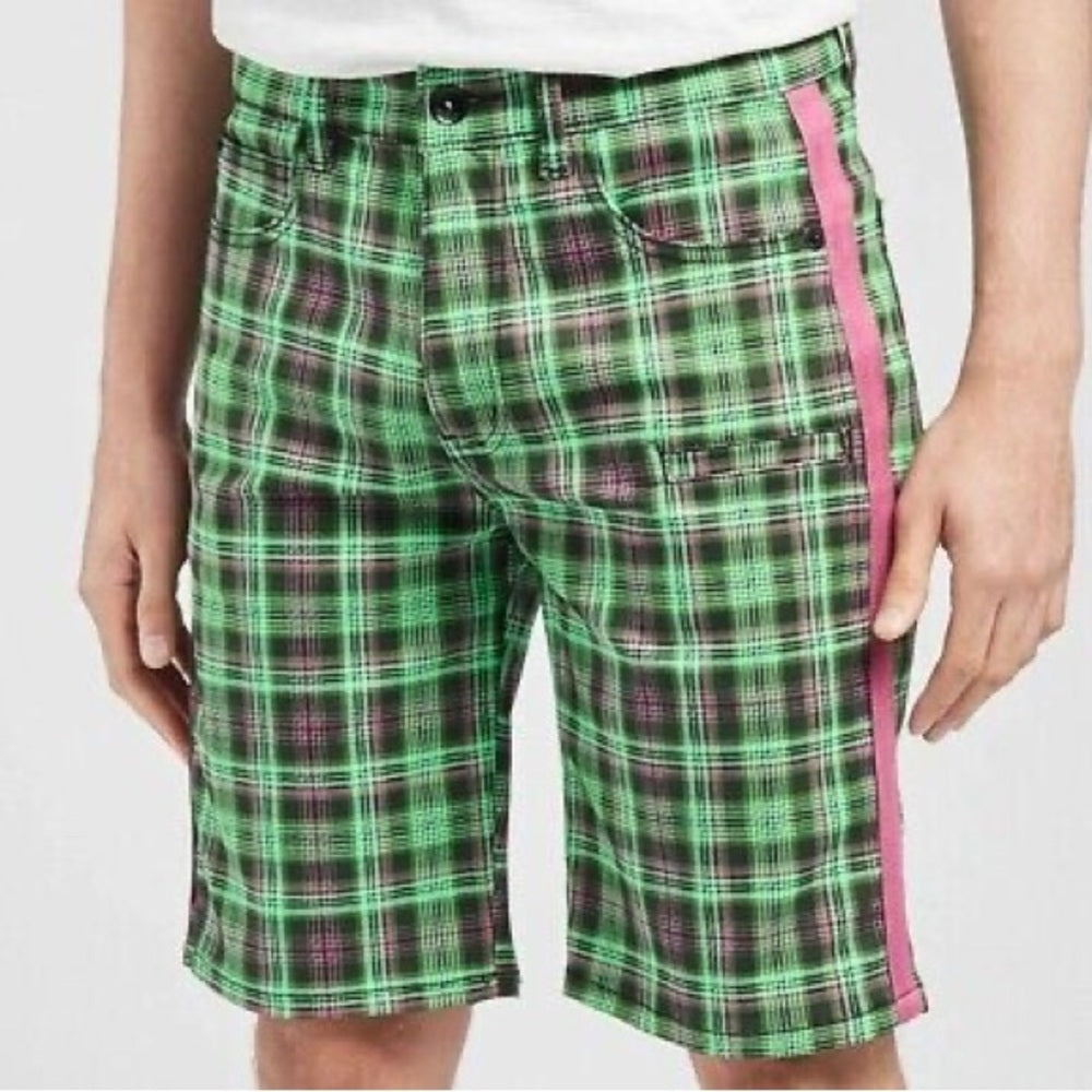 Plaid green casual shorts Sz Various