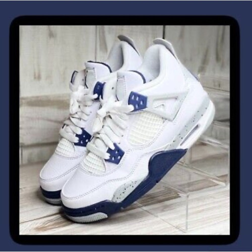 Sz 1 Jordan retro 4s white & navy