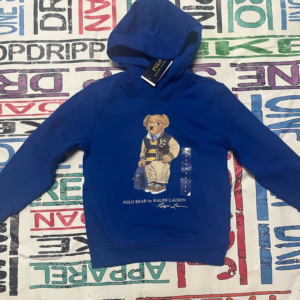Polo Bear Fleece Hoodie blue kids Sz various