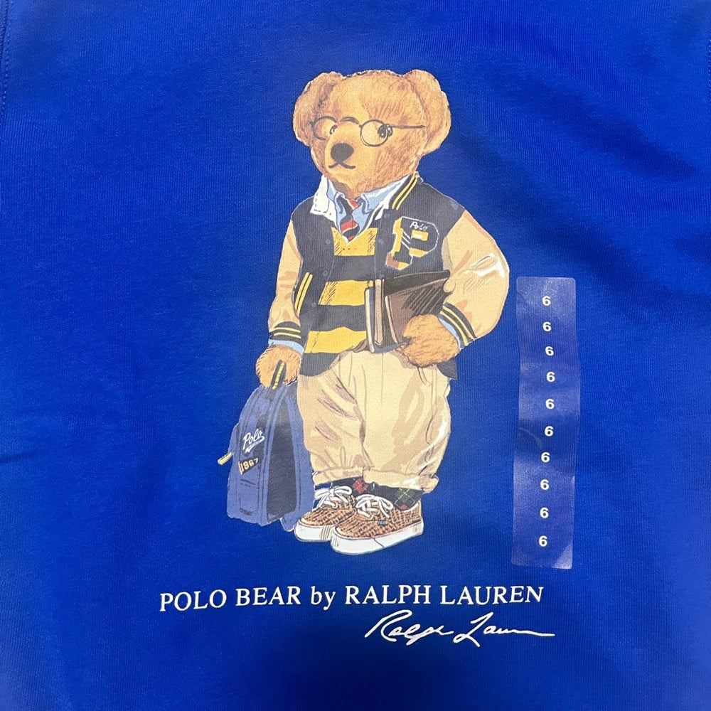 Polo Bear Fleece Hoodie blue kids Sz various