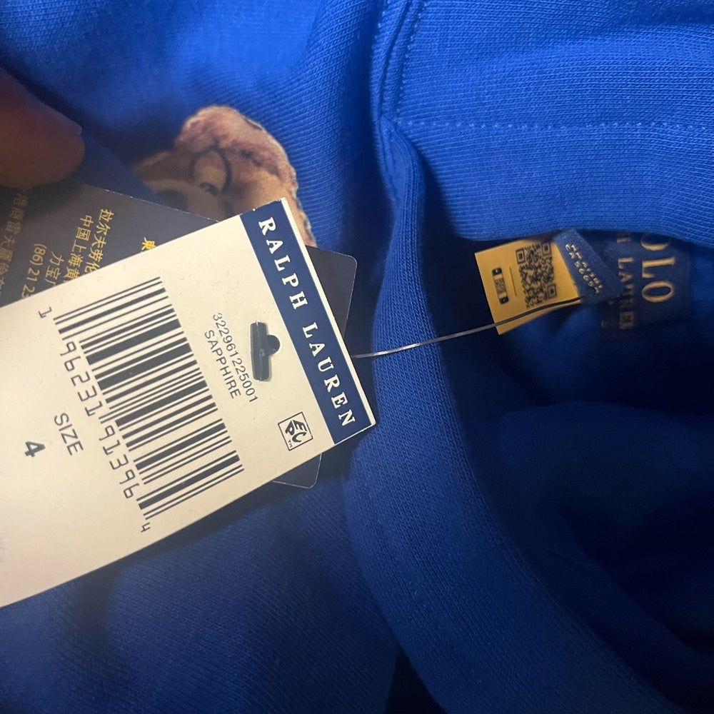 Polo Bear Fleece Hoodie blue kids Sz various
