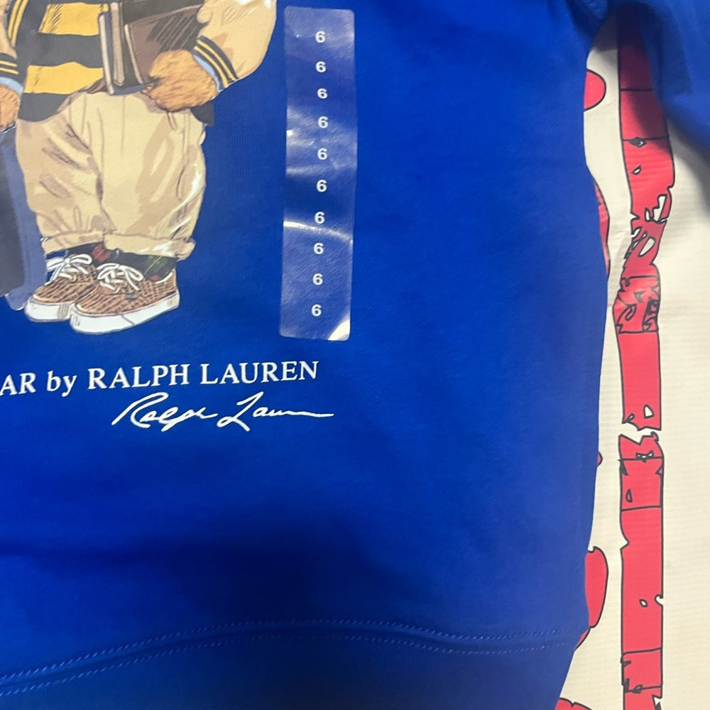 Polo Bear Fleece Hoodie blue kids Sz various