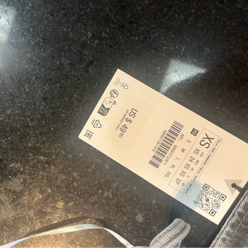 ZARA TRF SEQUINNED FOIL DENIM CROP TOP | ZARA CROP TOP sz X small