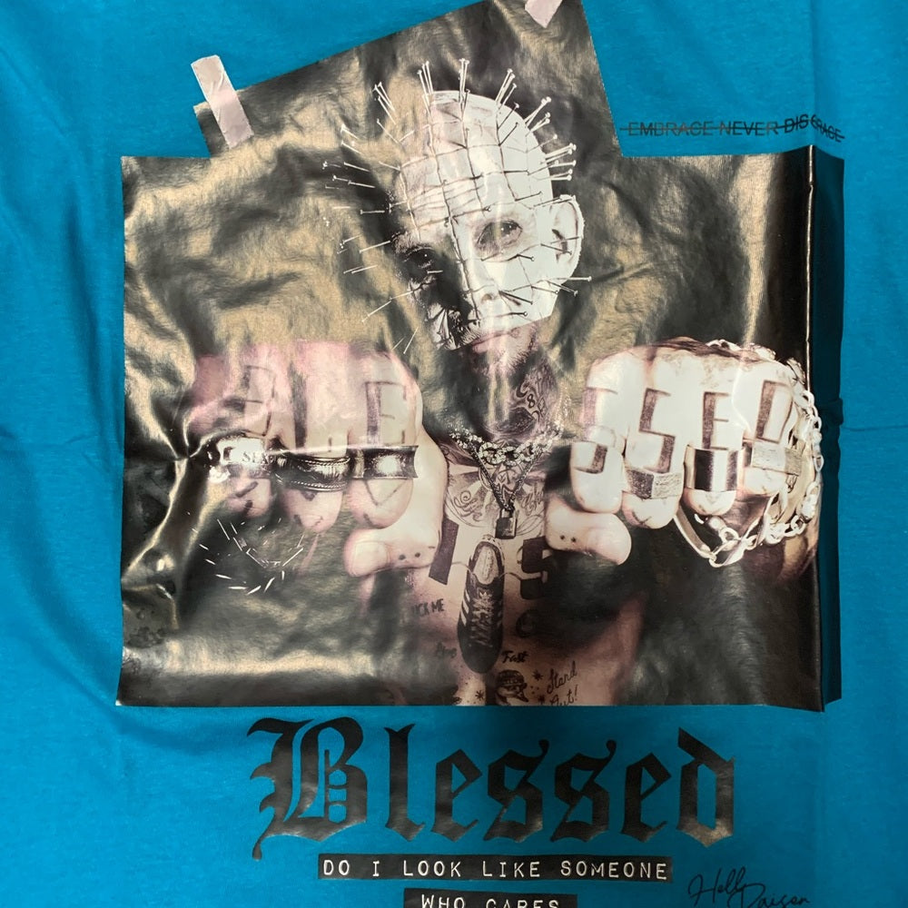 Blessed graphic tee Sz medium blue