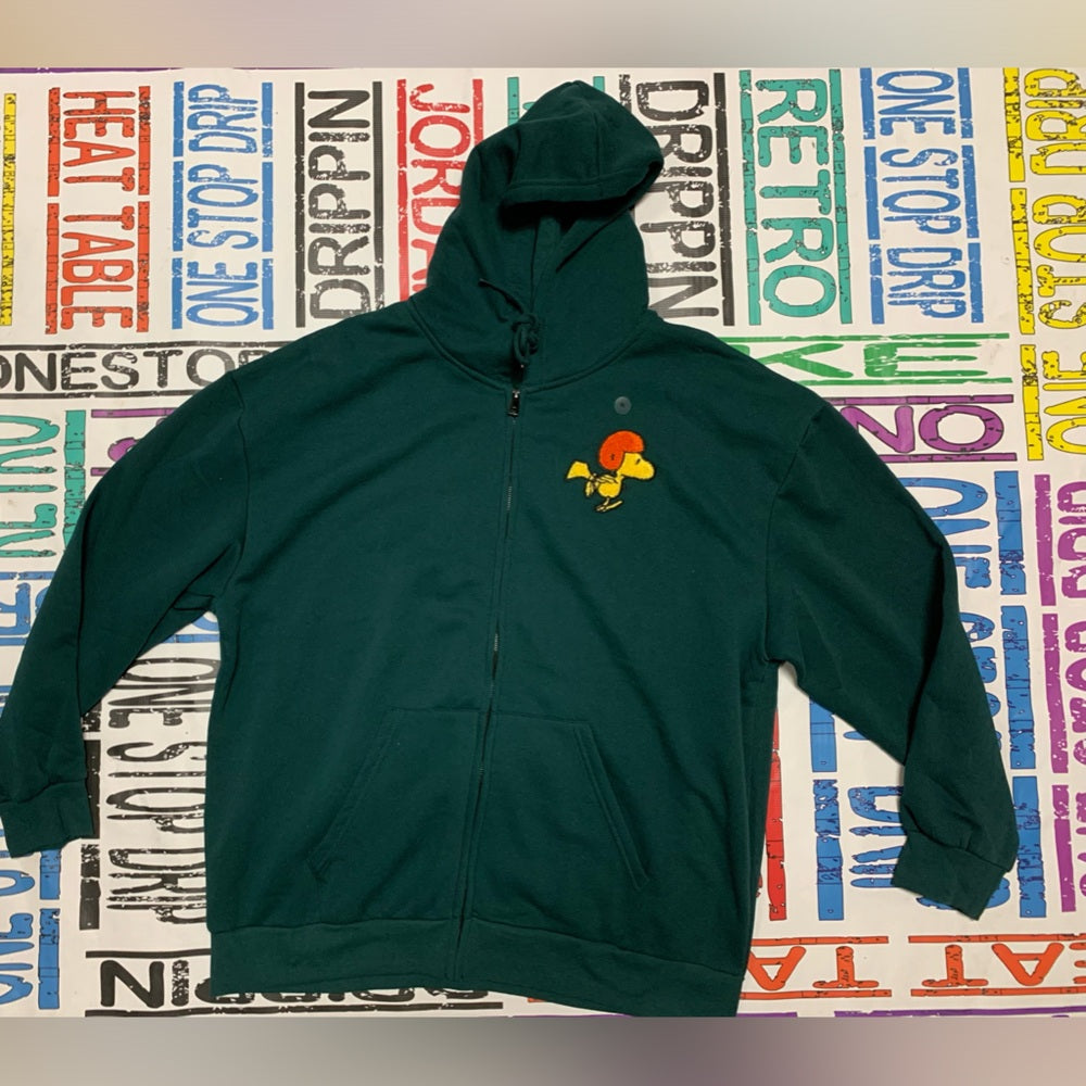 Green Hoodie with Cartoon Patch