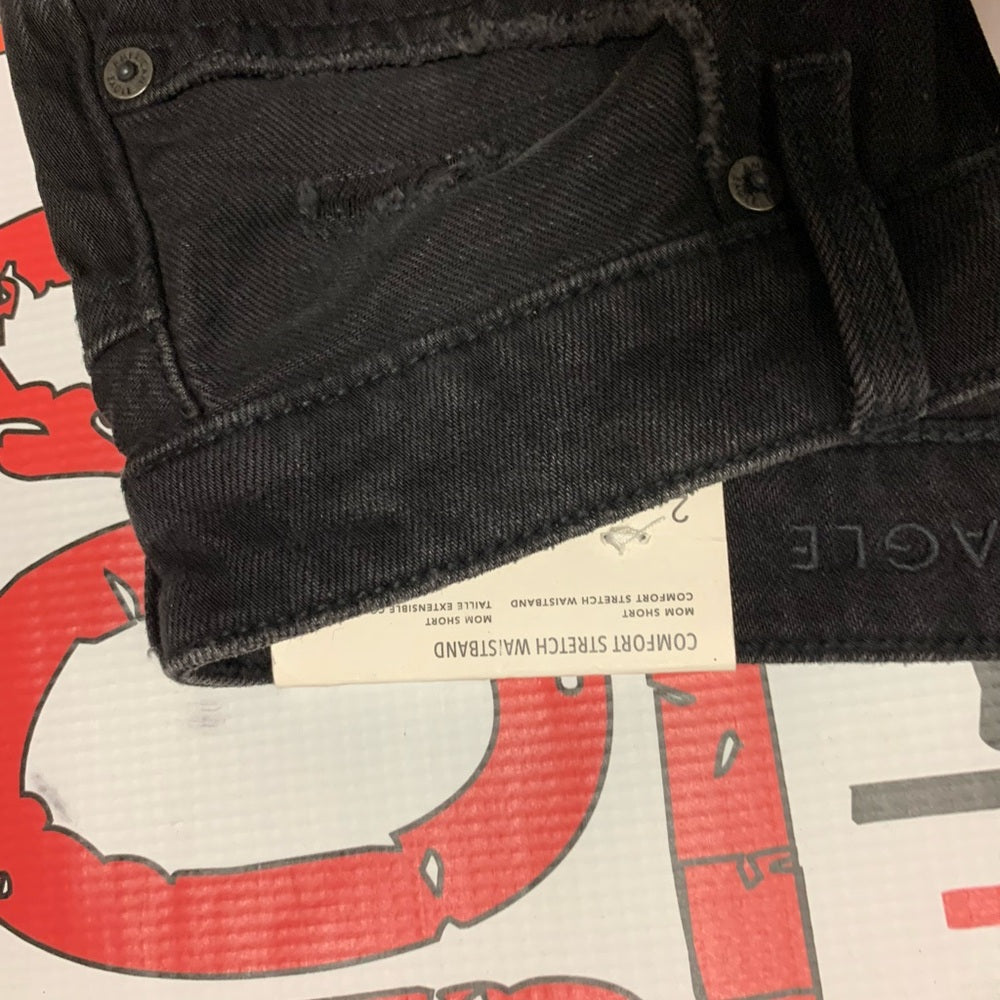 Black Distressed Denim Shorts AE Stretch Denim Mom Short