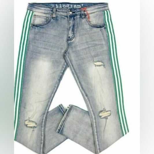 Sz 34 kilogram blue denim stripe jeans