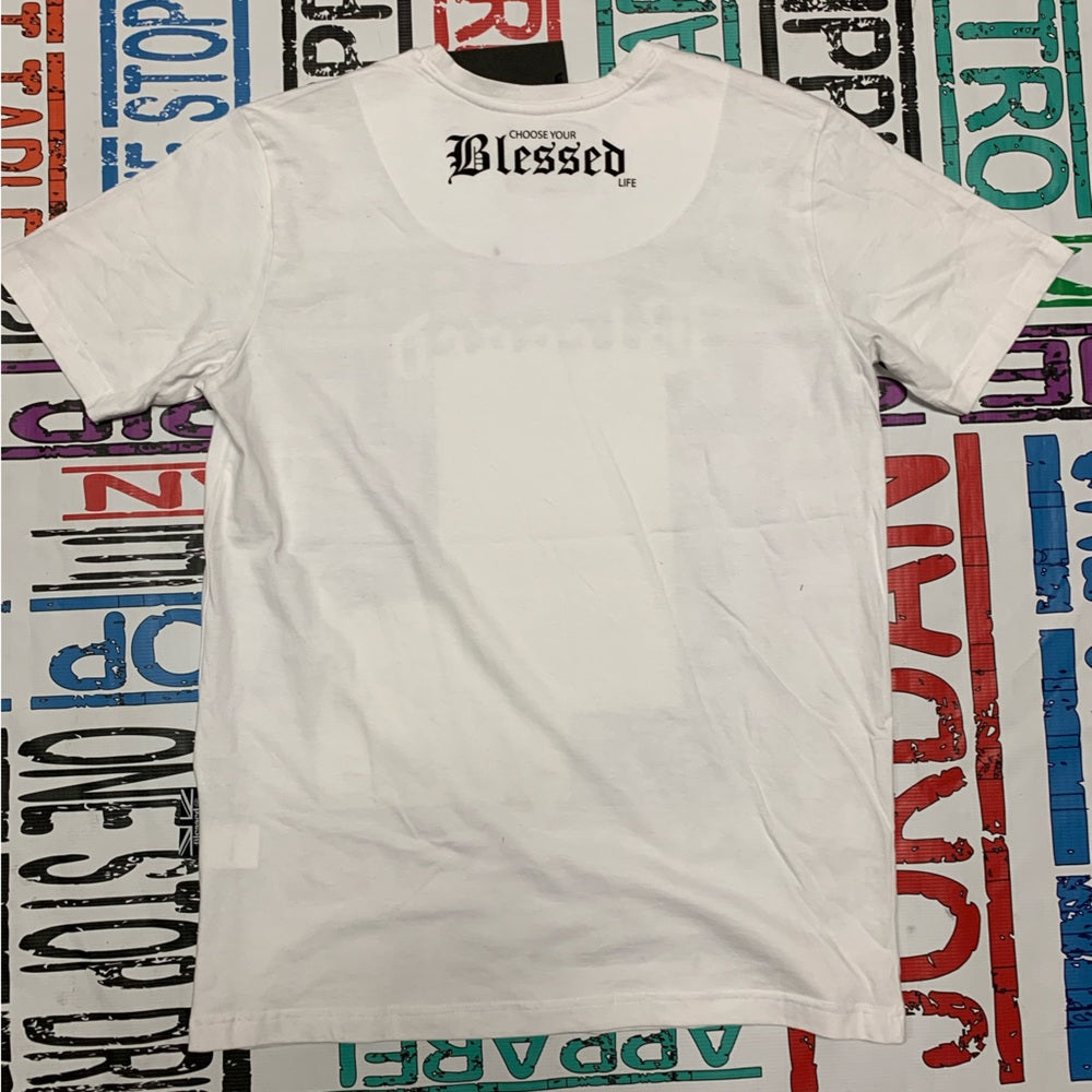 Graphic White T-Shirt blessed Sz medium
