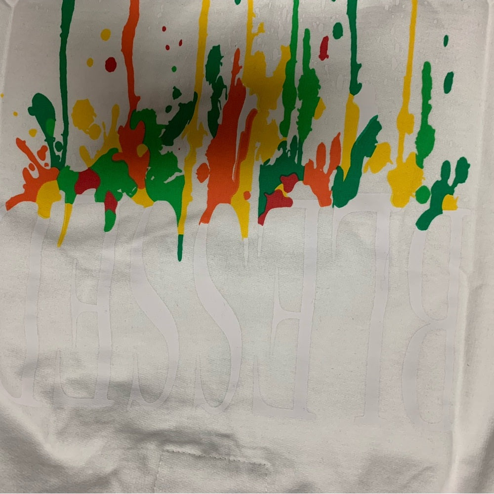 White Drip Hoodie with Colorful Logo