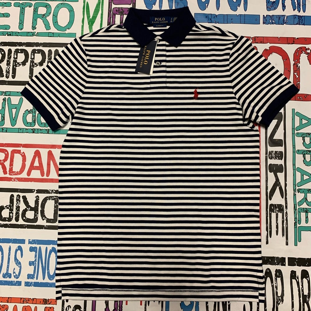 SZ VARIOUS Polo by Ralph Lauren Men's Striped Polo Shirt - Black and White