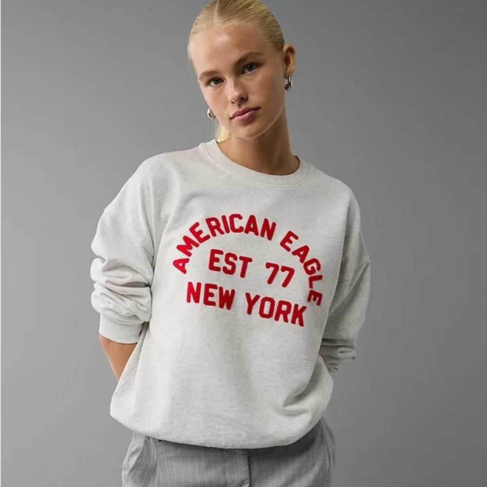AE Logo Graphic Relaxed Crew Neck Sweatshirt