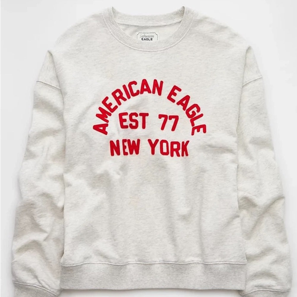 AE Logo Graphic Relaxed Crew Neck Sweatshirt