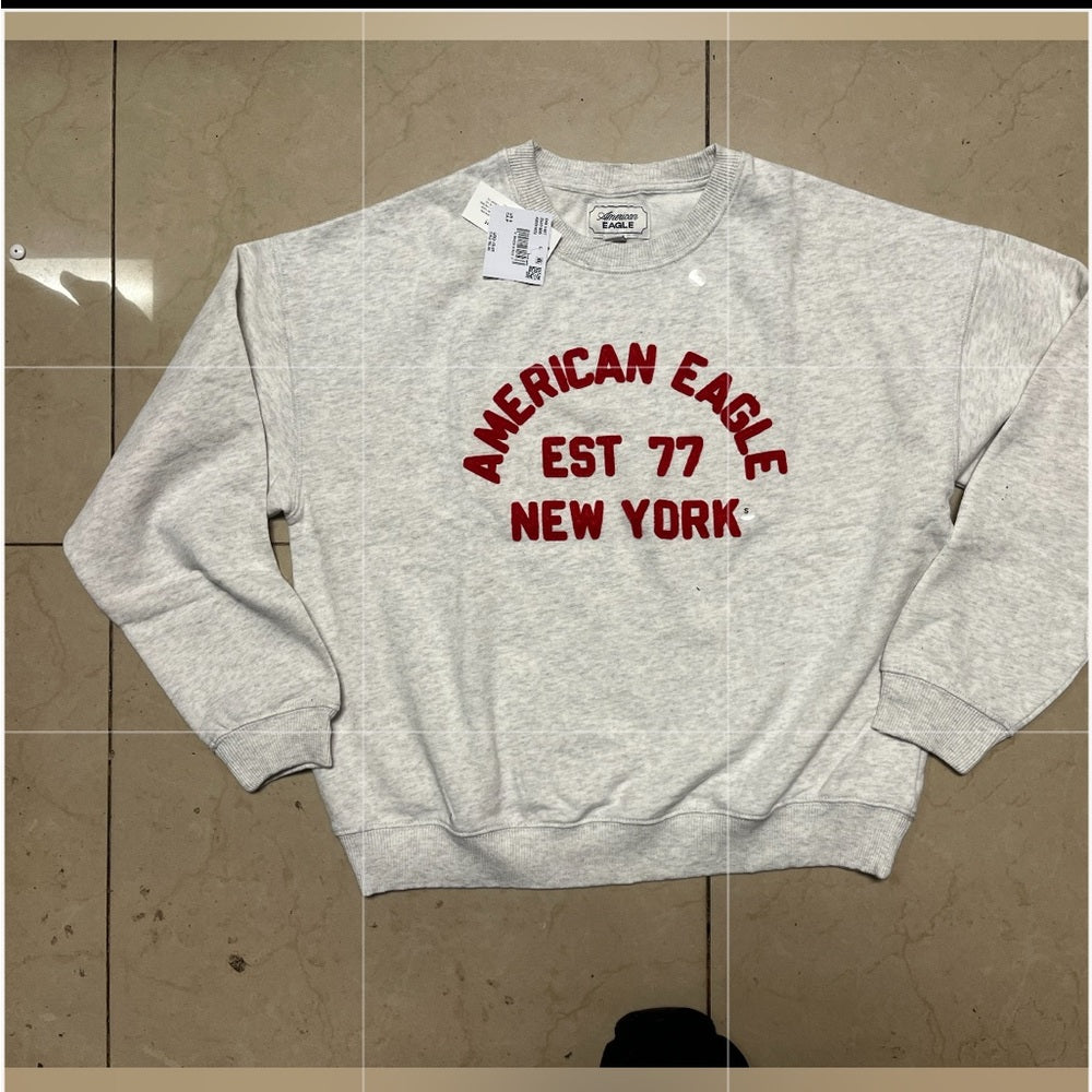 AE Logo Graphic Relaxed Crew Neck Sweatshirt