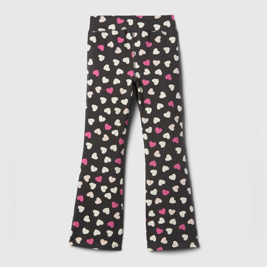 Heart Pattern Kids Pajama Pants - Black