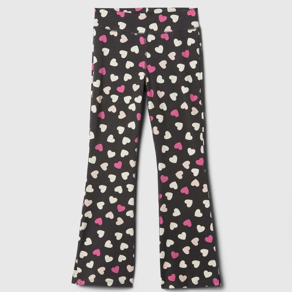 Heart Pattern Kids Pajama Pants - Black