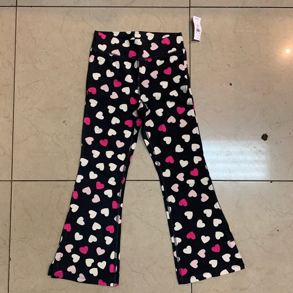Heart Pattern Kids Pajama Pants - Black